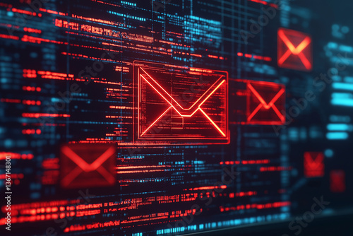 Ransomware email phishing attack displayed on computer screen cybersecurity concept