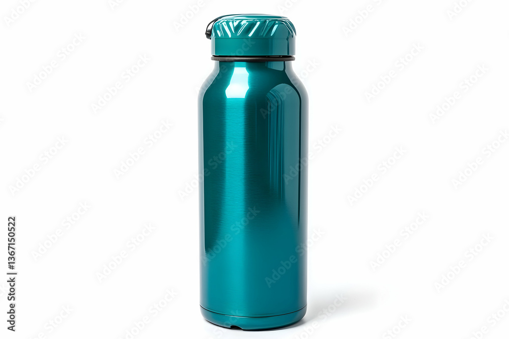 Thermos bottle in a solid teal green color. Thermos bottle in a solid teal green color.
