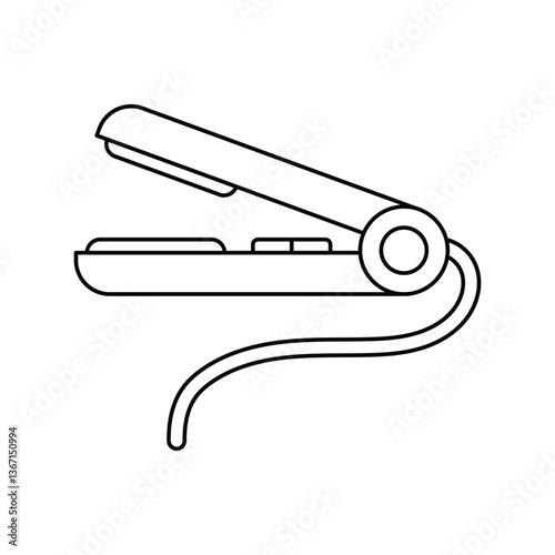 hair iron lineal icon with white background vector stock illustration