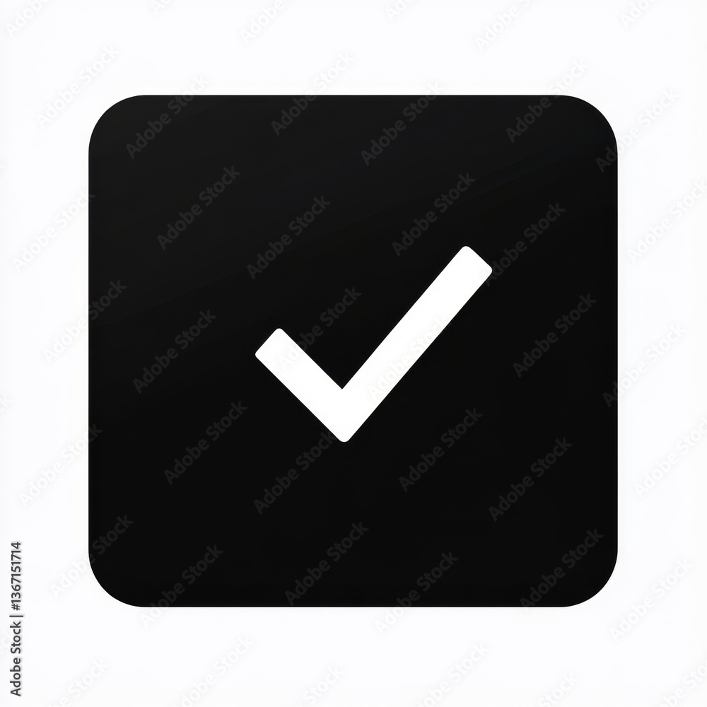 Black square checkmark icon on white background Black square checkmark icon on white background