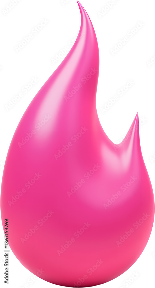 Obraz premium Pink Flame Shape, 3D Render, Transparent Background