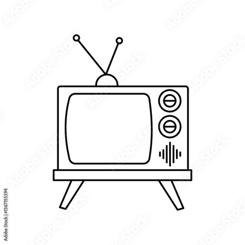 television lineal icon with white background vector stock illustration