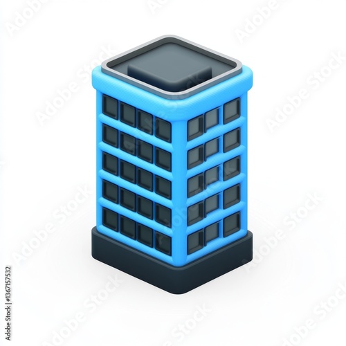 Isometric Blue Office Building, Urban Scene Background photo