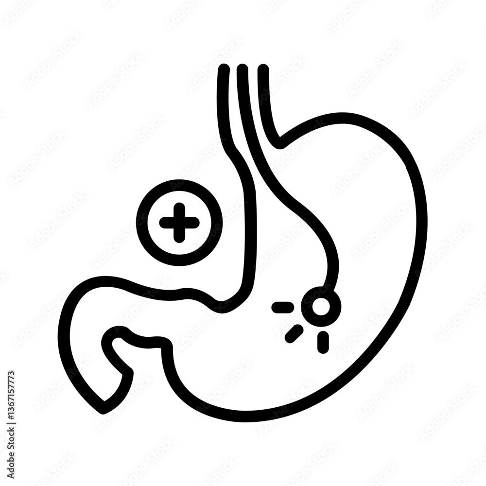 Fototapeta premium Vector black line icon for Gastroscopy