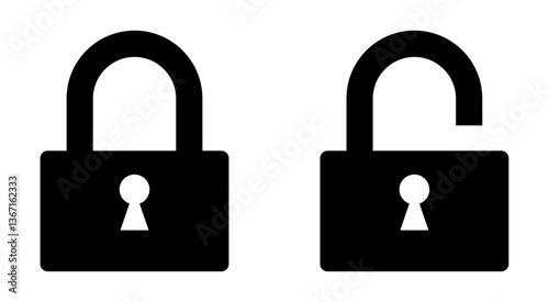 Lock icon set. Lock and unlock icon. Lock icon collection. Set of open and close lock. Locked and unlocked vector icon set. Lock symbol isolated on white background. lock, unlock, icon, vector.