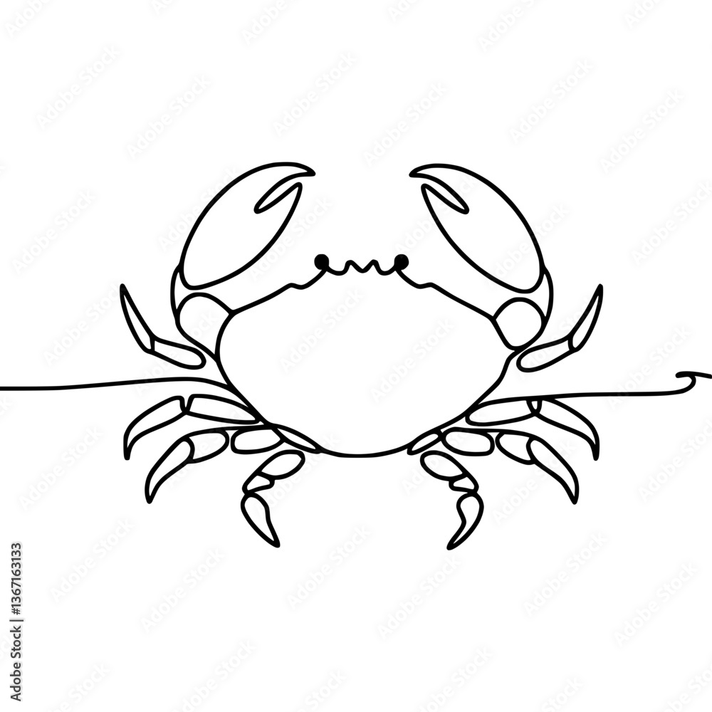 Line Drawing of a Crab in Minimalist Style on Transparent Background Line Drawing of a Crab in Minimalist Style on Transparent Background
