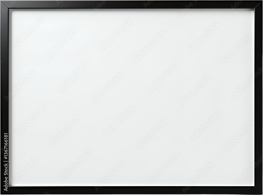 Obraz premium Black Frame, White Center, transparent background.