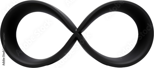 Black Infinity Symbol, 3D Render, Transparent Background