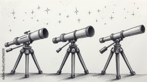 Three Telescopes Observing the Night Sky