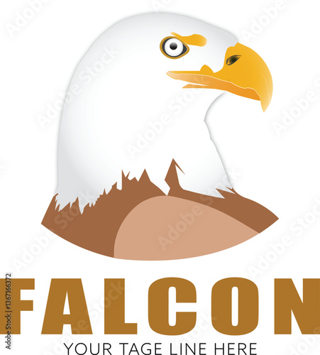 Bird of prey flying with sharp talons,Folcon bird logo.