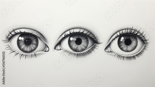 Three Realistic Eyes Drawing