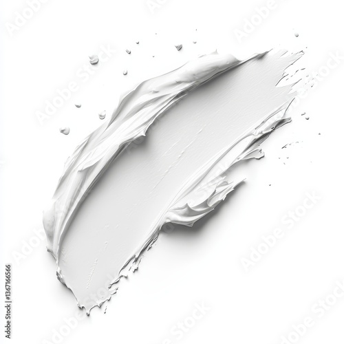 White cream smear isolated on white background. Realistic skincare make up swatch.  illustration of cosmetic smudge. Cream beauty product like foundation, lotion, sunscreen, skin care