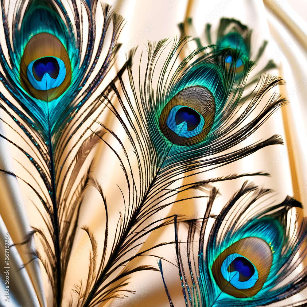 Fototapeta premium peacock feather close up