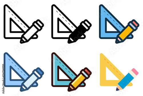 pencil and triangle ruler icon vector illustration