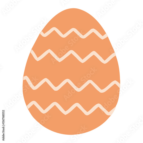 Colorful easter egg design with zigzag patterns in a playful style for festive celebrations and decorations