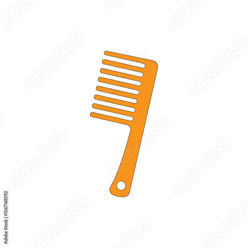 Orange hair comb vector illustration on white background. Tool for styling and combing hair