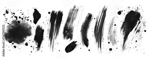 Grunge scrawls, charcoal scribbles, rough brush strokes, underlines and circles. Bold charcoal freehand stripes and ink shapes. Crayon or marker scribbles.  illustration