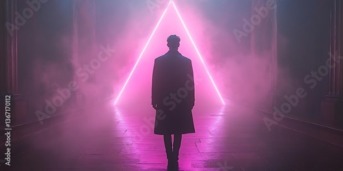 Silhouette in Neon Hall.