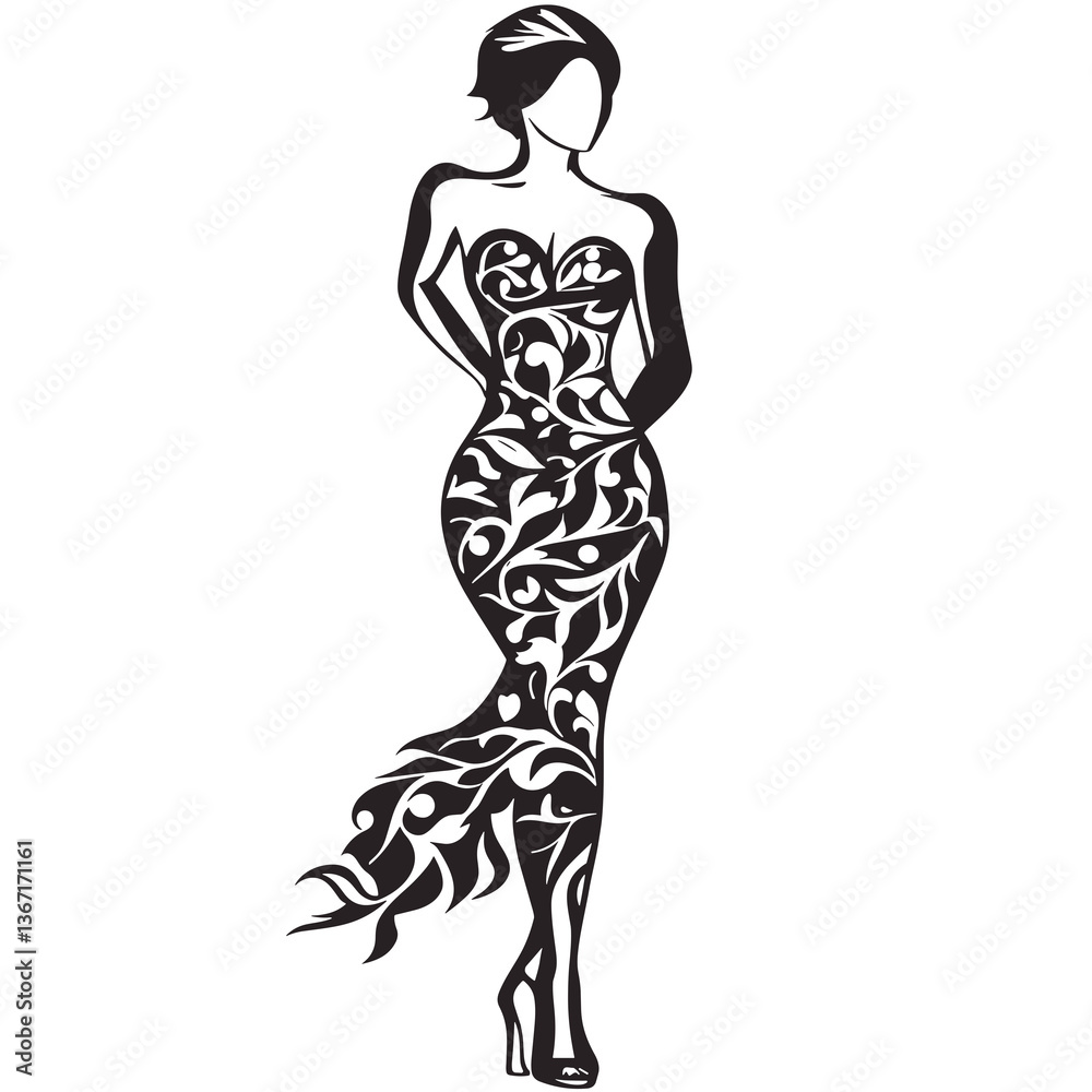 Fototapeta premium Leaf with a black outline and white veins