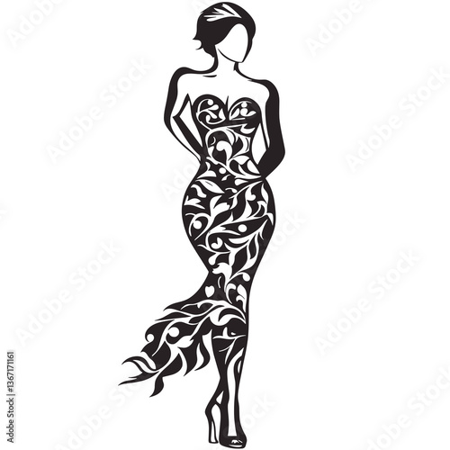 Leaf with a black outline and white veins