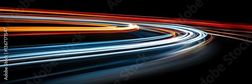 Abstract Light Trails on Black Background - Modern Art Photography