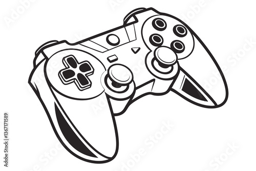 Isolated white gamepad vector for computer games control
