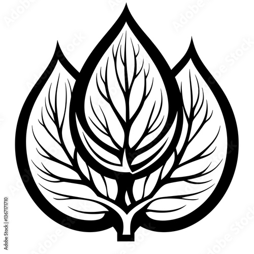 Leaf with a black outline and white veins