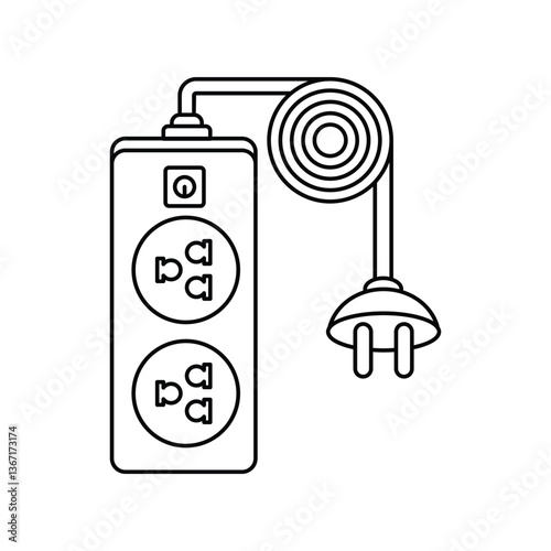 extension cord lineal icon with white background vector stock illustration