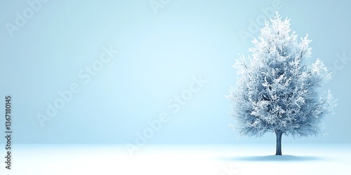 Snowy Tree on Blue.