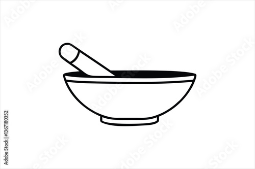 A mortar and pestle vector on white background