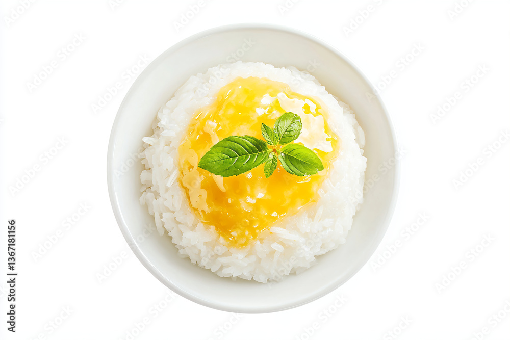 a bowl of rice with a leaf on top a bowl of rice with a leaf on top