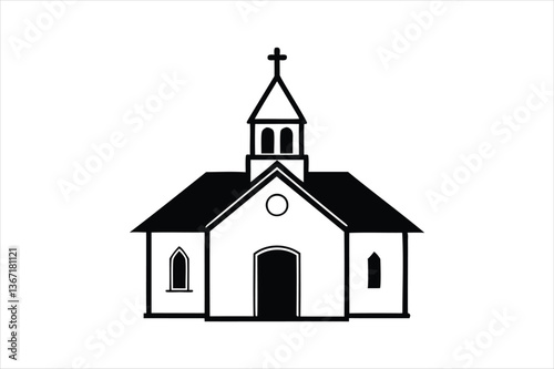 Ancient medieval church vector on white background