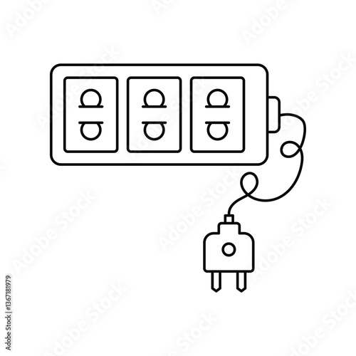 extension cord lineal icon with white background vector stock illustration