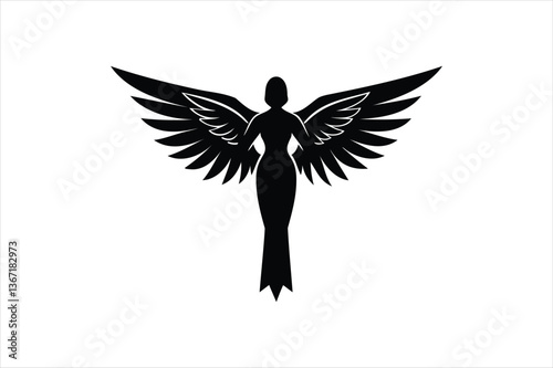Angel icon silhouette on white background