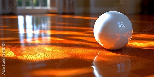 Sphere on Wood Floor.