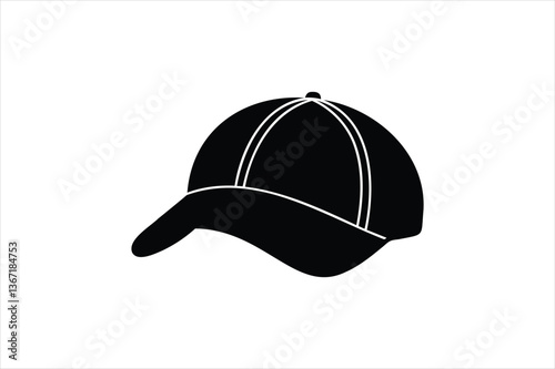 Baseball cap silhouette on white background