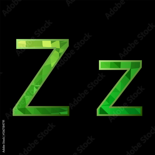 Alphabet made of green glass. Letter Z. Vector illustration.	
