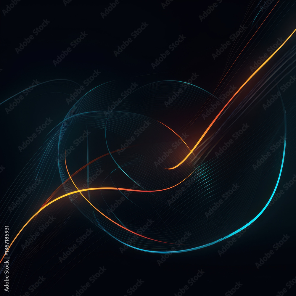Naklejka premium Futuristic minimalist abstract art with glowing subtle lines, perfect for tech logos, luxury branding, and ultra-HD wall decor