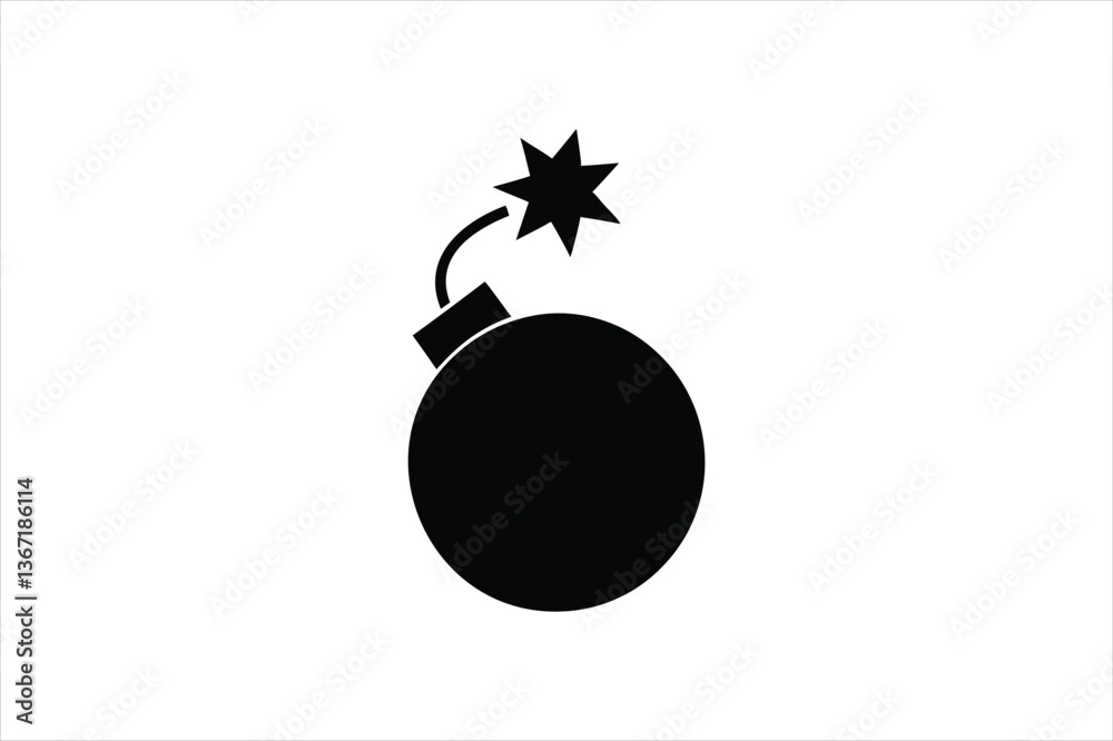 Bomb icon vector silhouette on white background