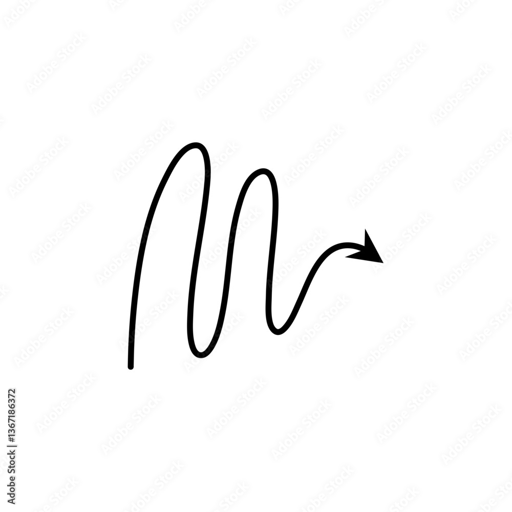 Spiral arrow. Doodle spiral arrow, hand drawn spring arrow coil icon. Vector illustration Spiral arrow. Doodle spiral arrow, hand drawn spring arrow coil icon. Vector illustration