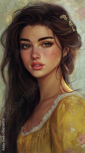 Digital artwork of a captivating princess adorned