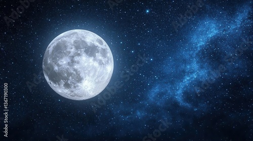 Wallpaper Mural Bright Full Moon Illuminating A Starry Night Sky Over The Celestial Landscape Torontodigital.ca