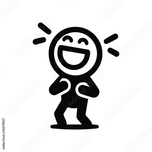 man laughing happy, stickman smiling isolated