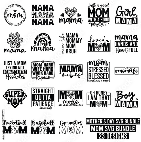 Mother's day SVG Bundle, Mom SVG Bundle, Mom SVG, Mama SVG Art & Illustration