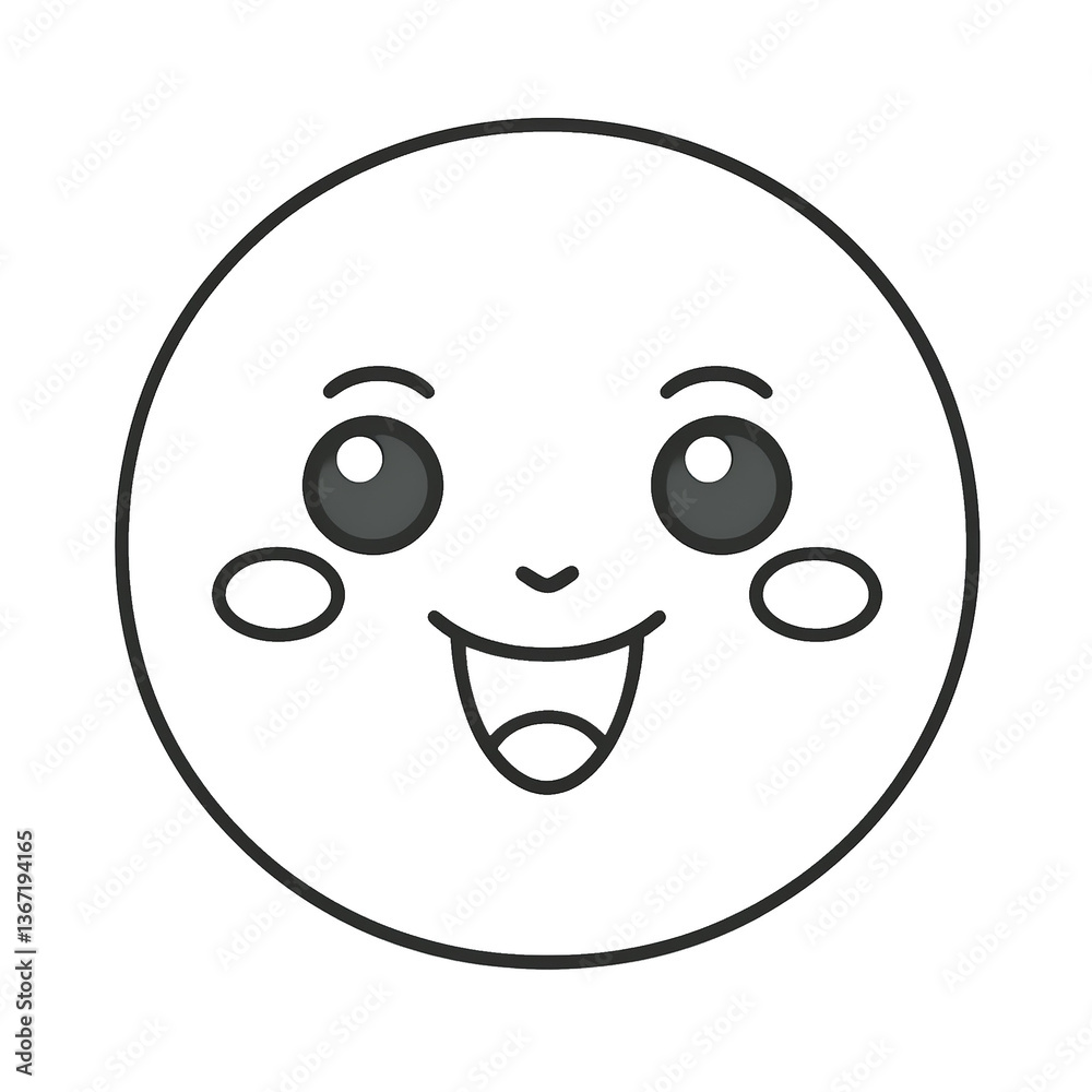 Linear emoji with happy face on transparent png background Linear emoji with happy face on transparent png background