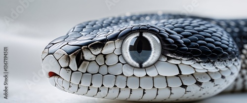 A tight shot of a snake's head displaying its prominent eyeball