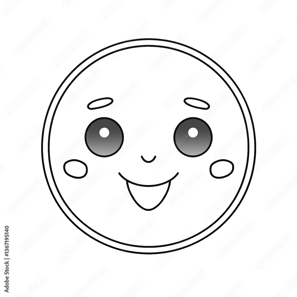 Fototapeta premium Linear emoji with happy face on transparent png background