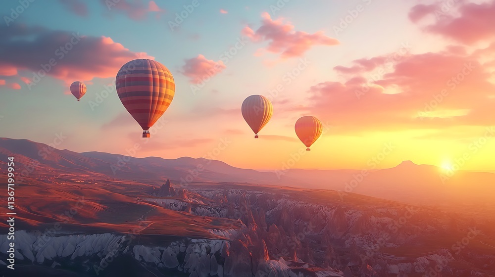 Fototapeta premium hot air balloon at sunset