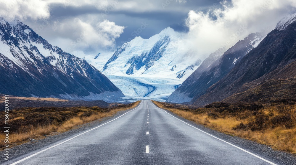 Fototapeta premium Majestic Mountain Road: A Scenic Drive Through the Alps