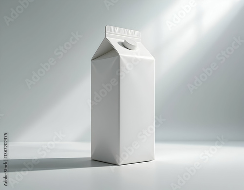 Isolated Milk Carton Package Mockup on White Background with Light